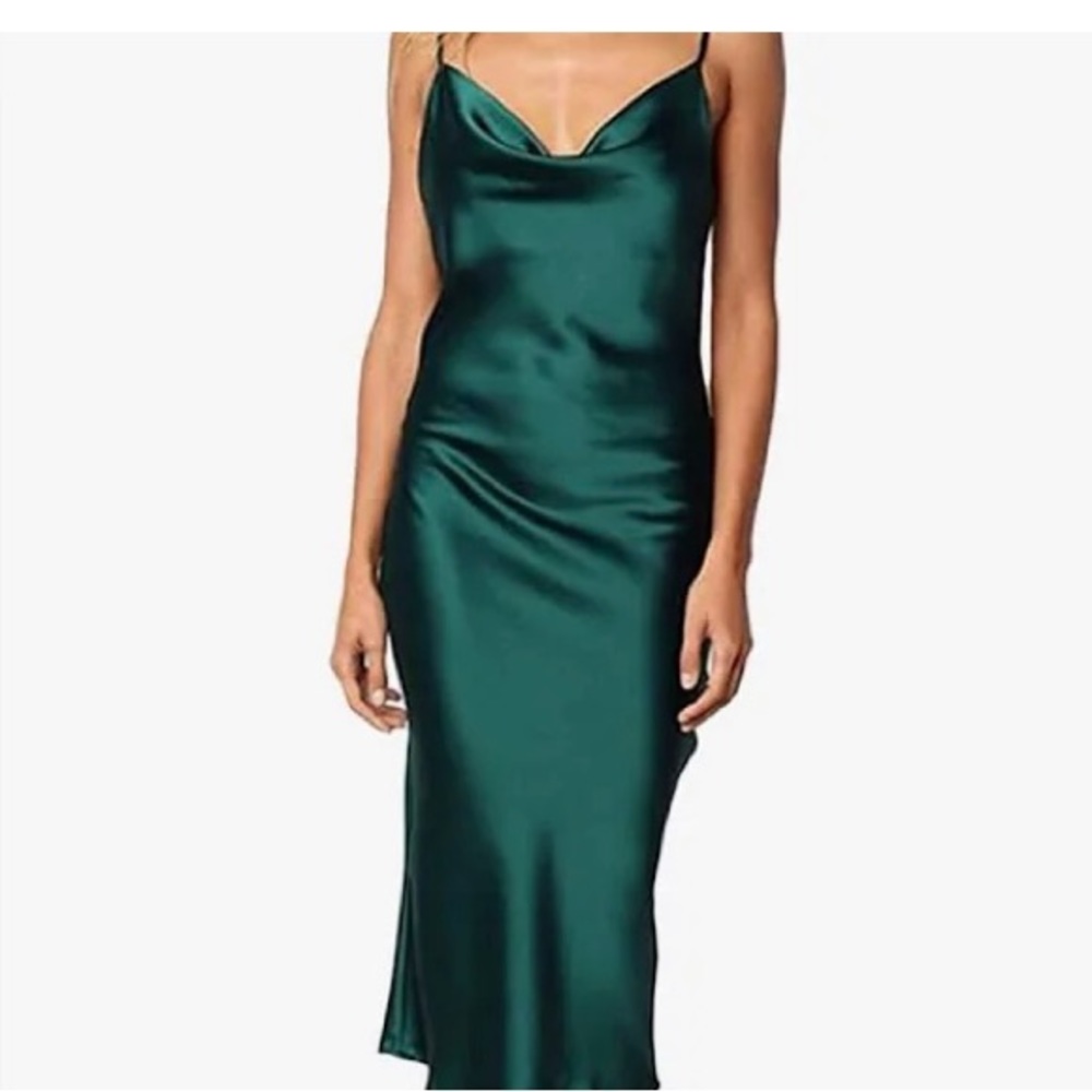 XXXITICAT green satin strap dress